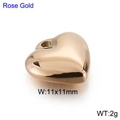 Polished rose gold heart pendant charm for necklaces, 11x11mm titanium steel accessory - Square Heart Rose Gold Pendant (KLJ2566-Z)