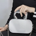 Bolso de caja acrílico plateado efecto espejo con asa metálica y cadena larga - Plateado