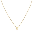 Minimalist 18K gold plated capital letter Q pendant necklace for women in bright finish - Gold Q