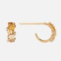 Golden C-shaped earrings featuring gradient yellow teardrop and round-cut gemstones - November