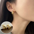 Golden double-layer cross geometric hoop earrings for women with a polished mirror finish - Gold X Cross Studs (ED2429-2)