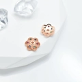 Rose gold flower spacer beads with colorful zircon stones on a white geometric stand - 8mm / Rose Gold