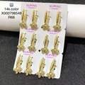 14K gold butterfly pendant earrings set with sparkling cubic zirconia on display cards - Butterfly Dangle (020)