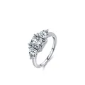 Anello di lusso in argento sterling S925 con zircone taglio smeraldo e pietre laterali - Taglia US 5 / Argento