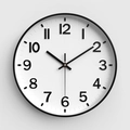 Minimalistische 12-Zoll-Wanduhr mit schwarzem Rahmen und klaren arabischen Ziffern - Weiß Schwarzer Rahmen