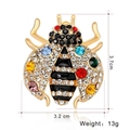 Detailed view of rhinestone bee brooch with 3.7cm x 3.2cm size measurement and 13g weight - Style 7-Gold Base Multi-color Rhinestone Bee