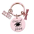 Detail of rose gold Class of 2026 graduation keychain with scroll and year charms - Rose Gold (xk124)