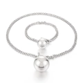 Parure bijoux en acier titane argenté avec pendentif boule et fermoir à bascule OT - Parure de Bijoux Couleur Acier (KS188308-Z)