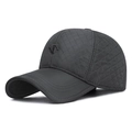 Dark grey quilted baseball cap for men featuring diamond stitching and embroidery - Adjustable / Gray