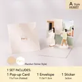Kreatives 3D-Pop-up-Set Lehrerdankkarte mit Umschlag und rundem Blumenaufkleber - Frische Porträtillustration Pop-up (HK8007-A)