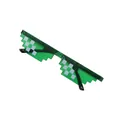Detail of pixel style party sunglasses in translucent green with Thug Life design - Double Row Green