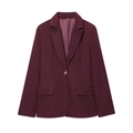 Dunkel burgunderrote Slim-Fit Blazer mit Schulterpolstern und einreihigem Revers-Design - XS / Blazers