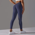 Legging de yoga bleu foncé à taille haute avec effet liftant et fesses froncées - Bleu foncé
