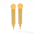 Goldene Ohrstecker mit unregelmäßiger Scheibe und langen Schlangenketten-Quasten - Gold