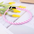 Pink and white striped fabric headband with protective end caps for comfortable wear - Pink White Stripes