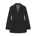 Dettaglio in piano di un abito blazer nero doppiopetto con classiche tasche a pattina - XS / Nero