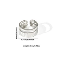 Silver-toned dual-layer titanium steel open ring with hammered texture and minimalist design - TYR0410 / Silver Double-layer Hammered