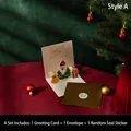 3D Santa Christmas card set with 'Happy Ho Ho Ho' pop-up design and brown envelope - Style A-Xmas Music (Santa/Gifts)