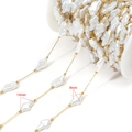 DIY gold beaded chain with white 8mm and 14mm pearls for creative jewelry making - 8*14mm Irregular Cross Pearl