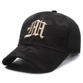 Black camouflage baseball cap with golden embroidery and breathable mesh panels - Black with Gold Embroidery