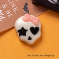 Cute Halloween resin skull pendant with pink bow and star eye detail for DIY jewelry - Star Heart Eye Bow Skeleton