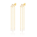 Luxe gouden lange kwastjes oorbellen met marquise zirkonia op een witte achtergrond - Witte Zirkonia