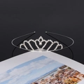 Silver bridal tiara headband with sparkling rhinestones and central crystal pendant - Style SY-028