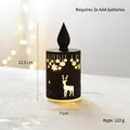 Black reindeer hollow-out Christmas tea light candle holder with snowflake patterns - Black Candle