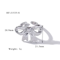 Detalles del anillo de lazo plateado HF-J1535-S con medidas de 28.9mm y peso de 5g - Lazo Grande Liso-Plata