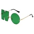 Saint Patrick's Day green NO shape shamrock sunglasses with gold metal frame - NO