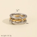 Detail view of multi-layer mixed gold and silver stainless steel rings with size dimensions - Size 7 / Multi-layer Linked Combination (TR4436-M-7) / Gold and Silver