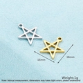 Minimalist 16mm hollow star pendant in silver and gold finish for DIY jewelry - Silver