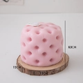 Pink geometric tufted scented candle on wooden base, 7.2x6.3cm art piece - Sofa Tufted Texture (White Peach Oolong) / Pink