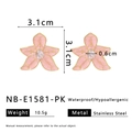 Size chart for pink orchid earrings showing 3.1cm dimensions and stainless steel material - Pink (NB-E1581-PK)