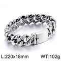 Bracciale cubano pesante in acciaio inossidabile, catena spessa da 18mm per uomo, retrò - Maglia Cubana Argento Larga 18mm (KB79019-BD) / Lunghezza 220mm/Peso 102g