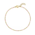 Minimalist gold chain bracelet featuring delicate pink beads and adjustable lobster clasp - Bracelet / Pink