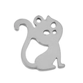 Cute silver hollow cat pendant charm in stainless steel for DIY jewelry making - Cat / Steel
