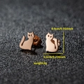 Minimalist cat silhouette stud earrings in polished rose gold finish with butterfly back - 036 Cat / Rose Gold