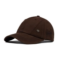 Dark brown cotton baseball cap featuring side letter embroidery and metal brand plate - Coffee