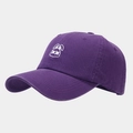 Close-up of purple cotton baseball cap with white cartoon rabbit head embroidery - Adjustable / Purple