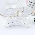 Elegant large clear acrylic floral hair claw clip in a minimalist Korean style finish - Clear