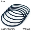 Set of 5 black 70x3mm titanium steel rings with sleek industrial minimalist finish - 5Pcs Set-Black (KB181570-KFC)