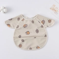 Short sleeve waterproof baby bib with floral fruit pattern and large food catcher pocket - Shawl - Physalis / One Size