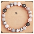 Bracelet fait main en pierres de marbre sur une carte de vœux du 45e anniversaire - Bracelet en Pierre de Lave Zébrée Rose + Carte Joyeux 45ème