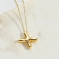 Polished 14K gold plated balloon style letter X pendant necklace on minimalist chain - Letter X