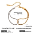 Pulsera de cadena de serpiente bicolor oro y plata de acero inoxidable con cierre de langosta - Mezcla De Oro Y Plata (JDBW2410024-PS)