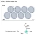Moule en silicone à 7 cavités pour pendentifs en résine avec dimensions et exemple - D4346-1.75in Moule pour Pendentif Rond