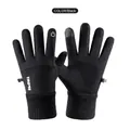 Guantes deportivos de invierno negros táctiles con palmas antideslizantes para ciclismo - Talla única / Negro