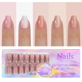 Kit unghie finte french con 150 punte in soft gel in cinque tonalità nude naturali - Unghie a Pressione Nude a 5 Colori 02
