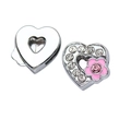 Pink cherry heart charms with sparkling rhinestones and flower detail for DIY jewelry - Pink Flower Heart